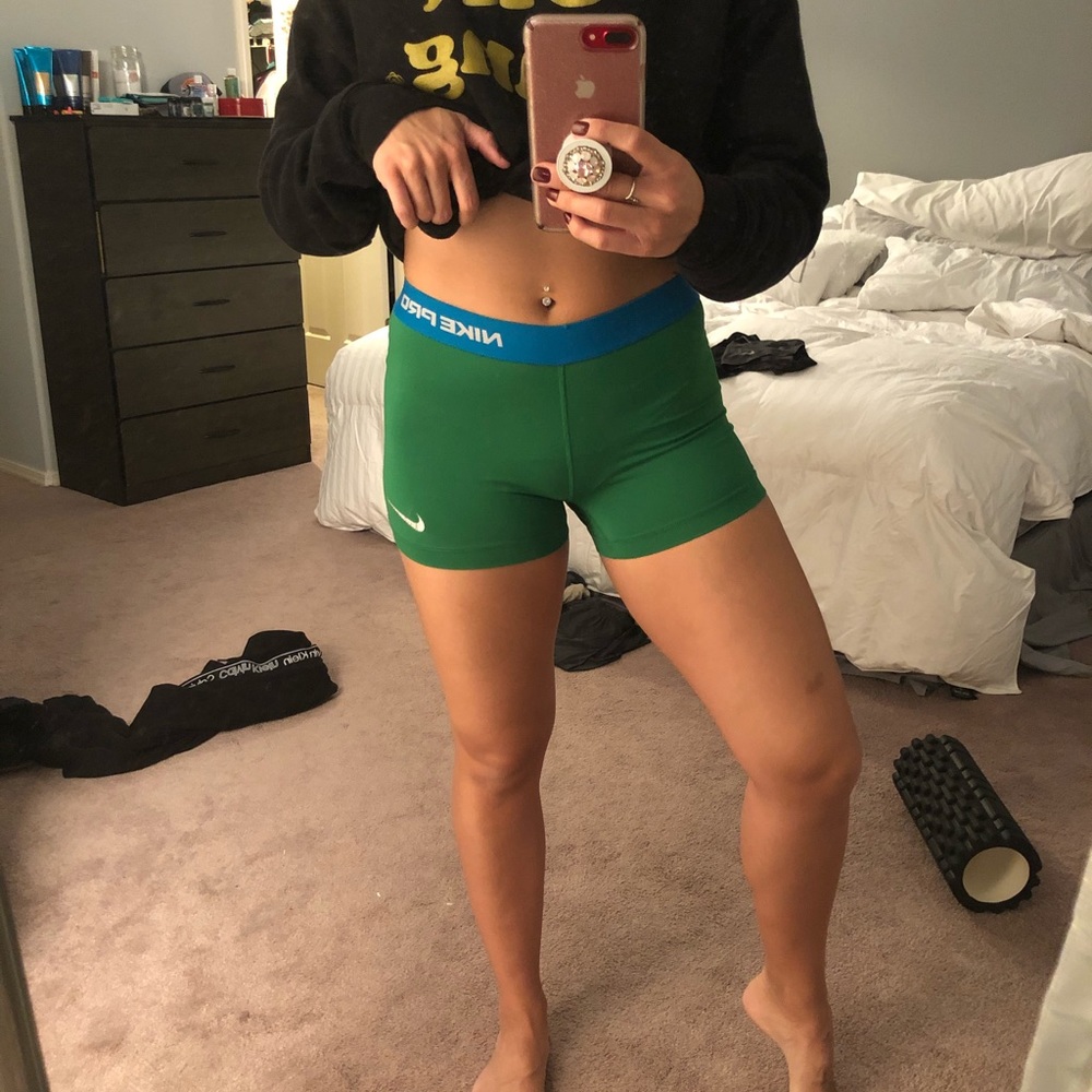Green Nike spandex shorts